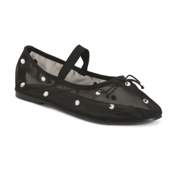 NWT Cushionaire Elegant Mary Jane Black Mesh Embellish Flat Shoes - Picture 2 of 9